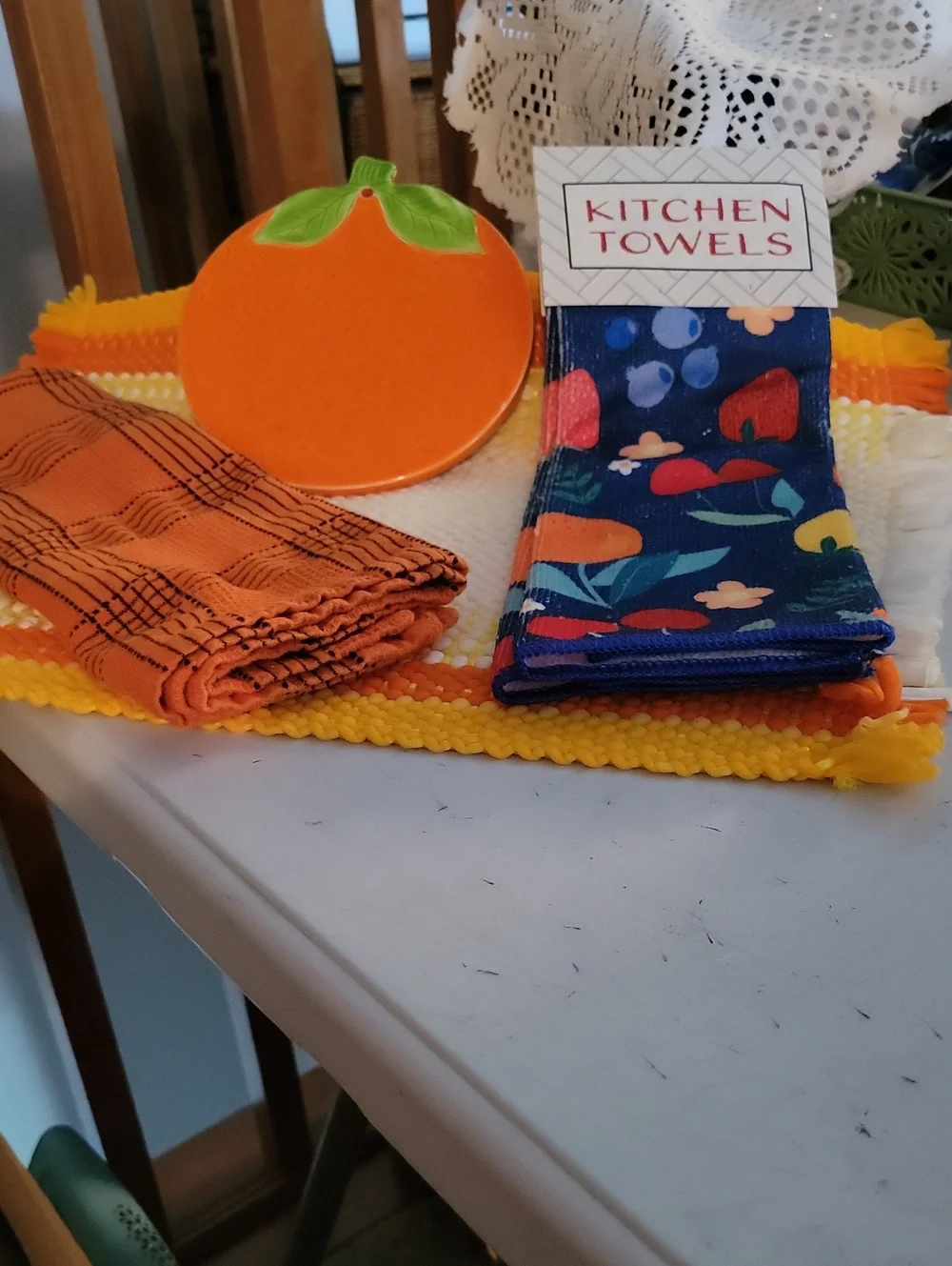 🍊orange trivet/ towels/mat🍊